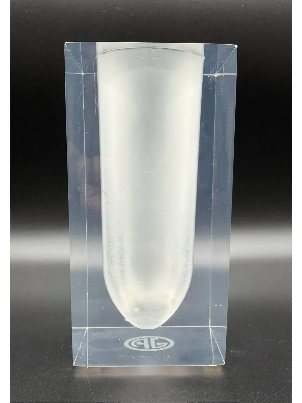 Jonathan Adler Clear & Frosted Bel Air Test Tube Vase 5.5” Square Lucite Acrylic